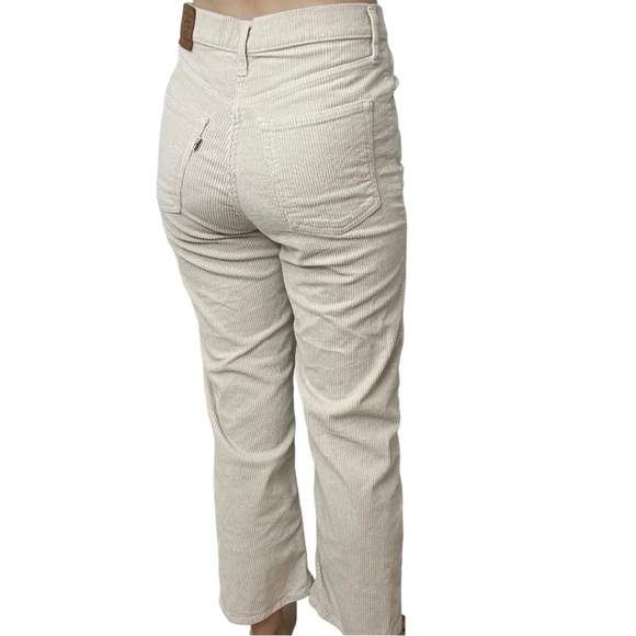 Levi’s Corduroy Pants Cream White Ribcage Straight Leg Cropped Size 29 - Picture 2 of 9